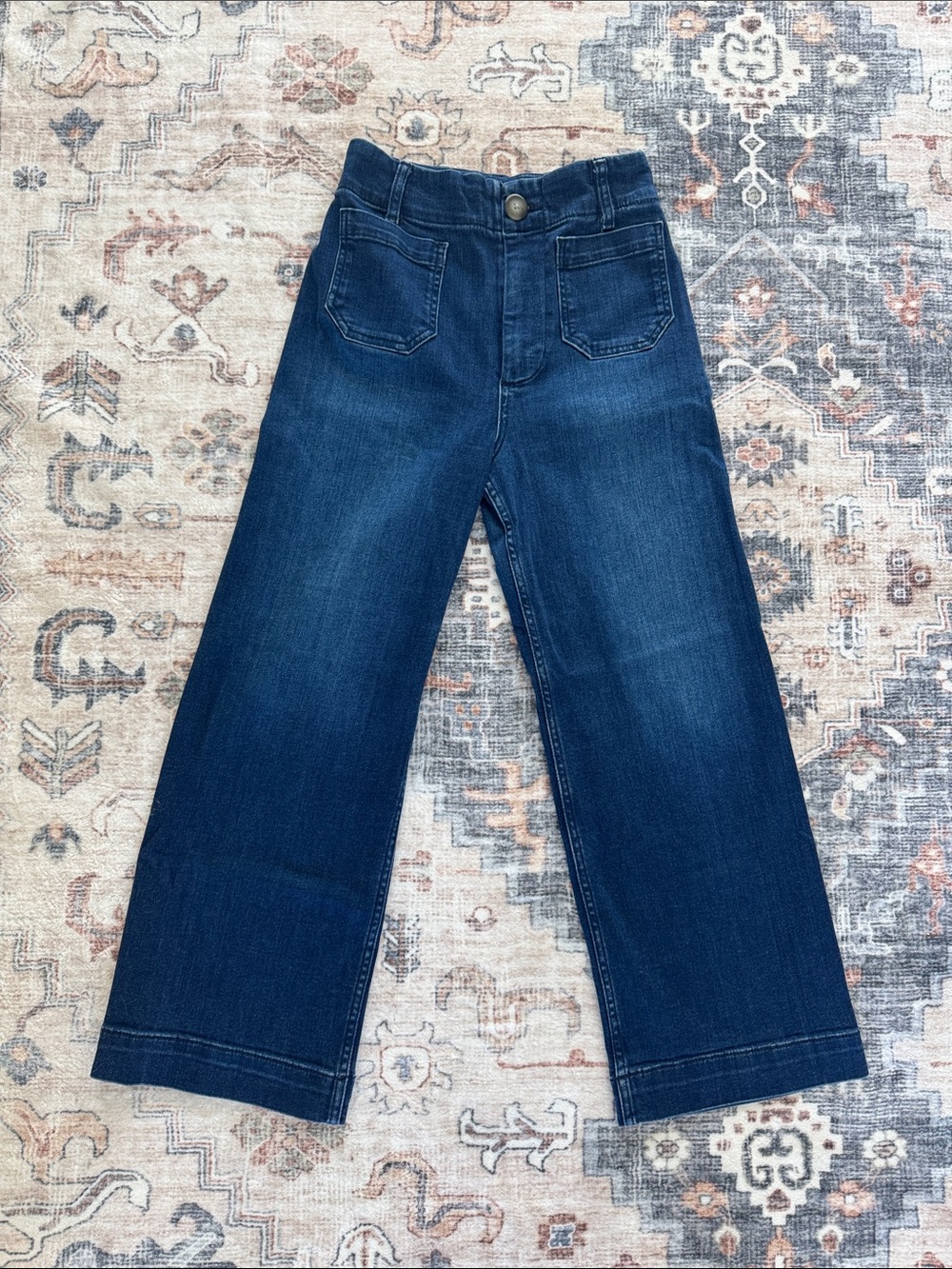 Pilcro Wide-Leg Cropped Jeans — Dark Blue